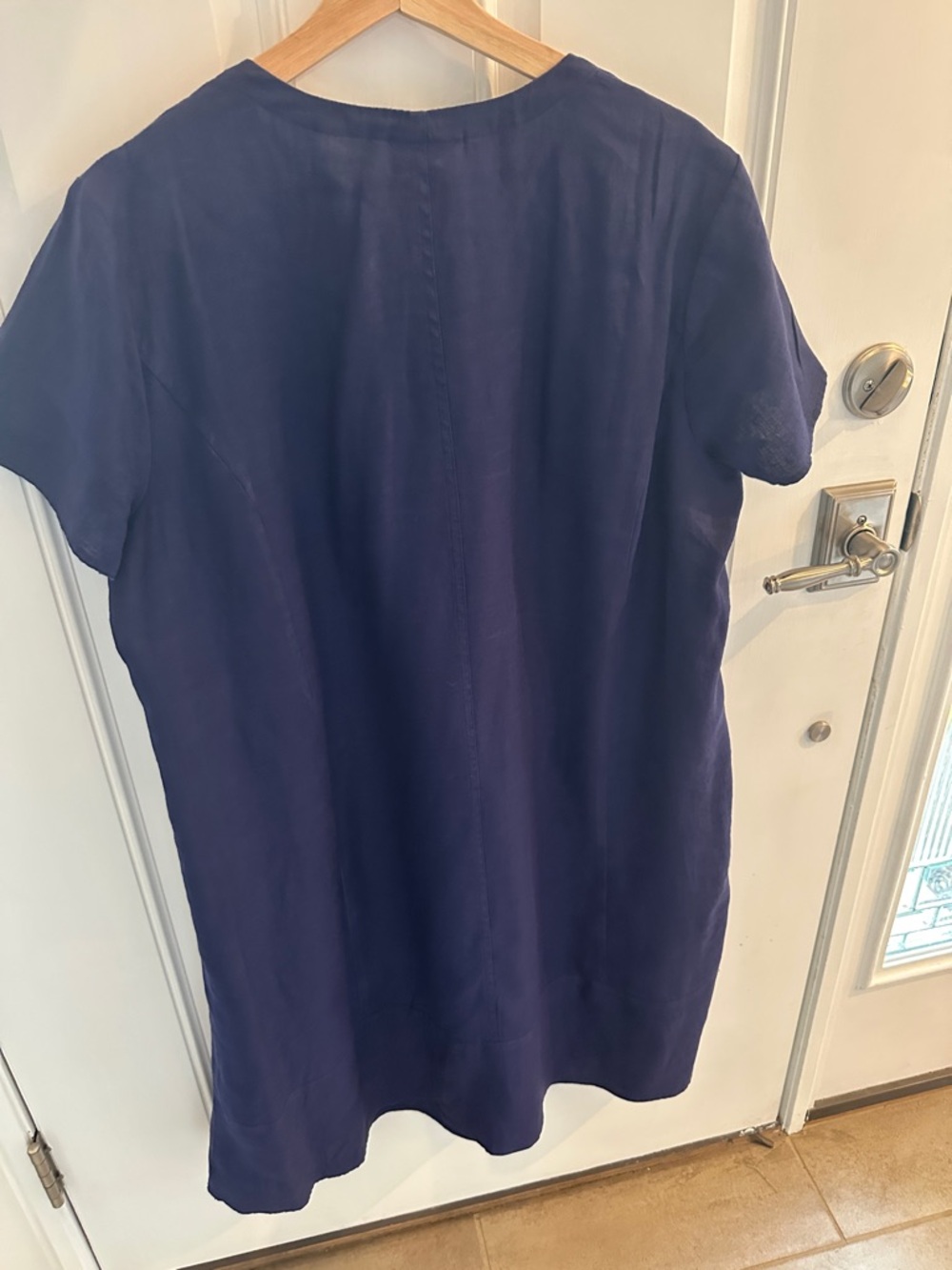 J. Jill Linen Short Sleeve Dress in Indigo Blue XL - Picture 2 of 3